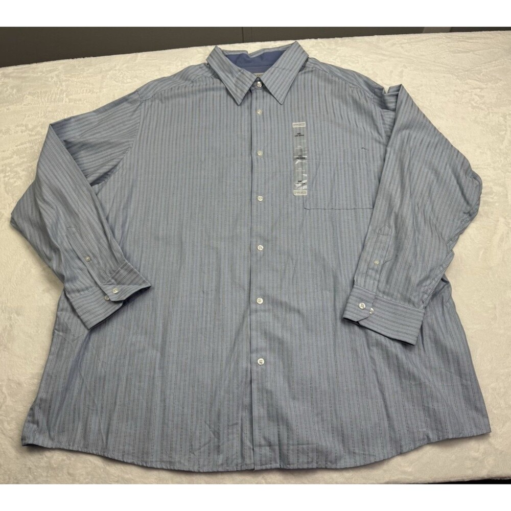 Concepts Size 4XL Big & Tall Mens Shirt Blue Stripe Long Sleeve Button Up NWT